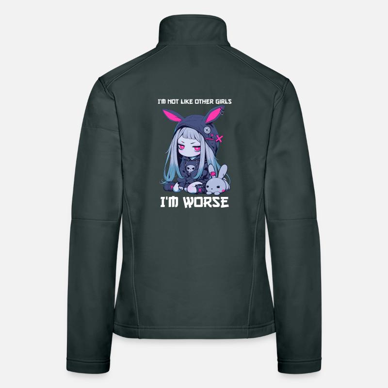 Pas comme les autres filles Kawaii Goth Bunny Gothic Veste en tissu softshell Femme