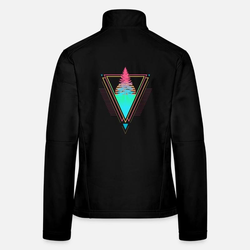 Tannenbaum Vaporwave Synthwave 90er 80er sunset Frauen Softshelljacke