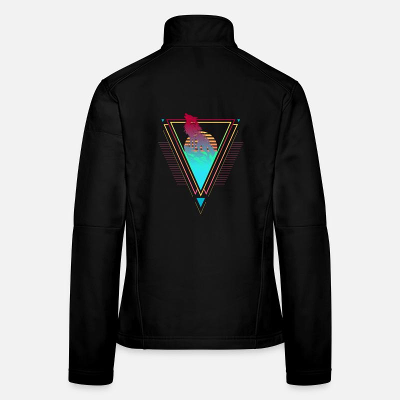 Wolf Vaporwave Synthwave 90er 80er sunset Frauen Softshelljacke