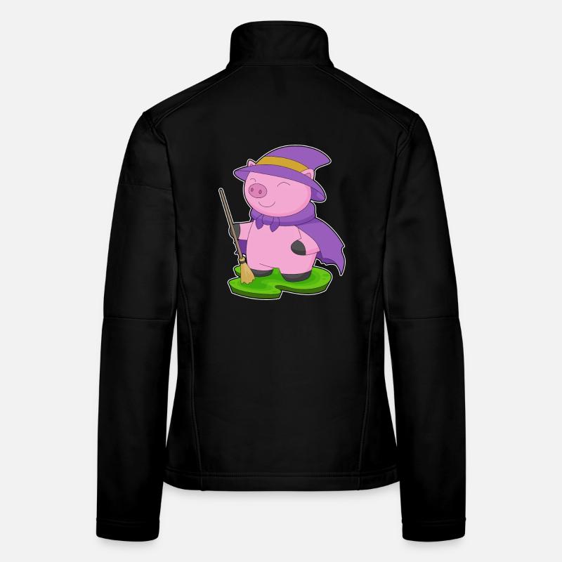 Pig Witch Broom Women's Softshell Jacket