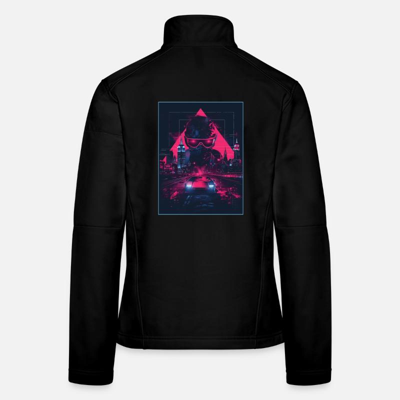 Retro Auto Mann Stadt Vaporwave Synthwave 90er Frauen Softshelljacke