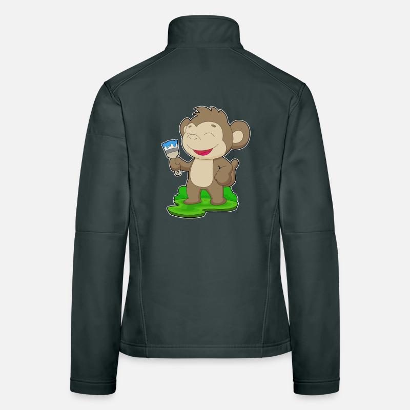 Monkey Painter Brush Painting Women's Softshell Jacket
