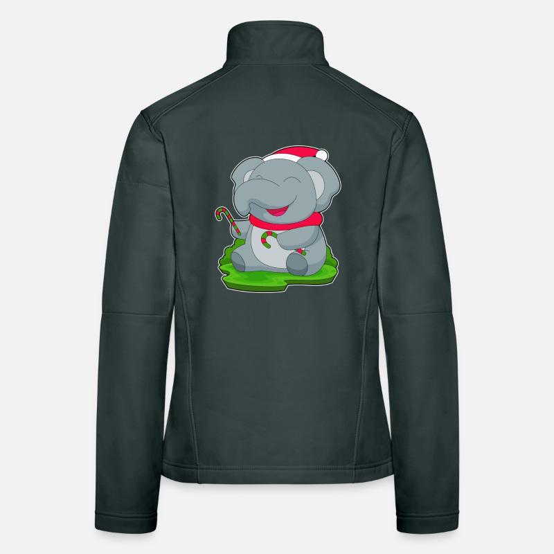 Elephant Christmas Candy Cane Women's Softshell Jacket