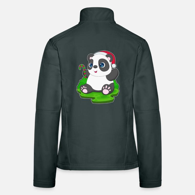 Panda Christmas Candy Cane Women's Softshell Jacket