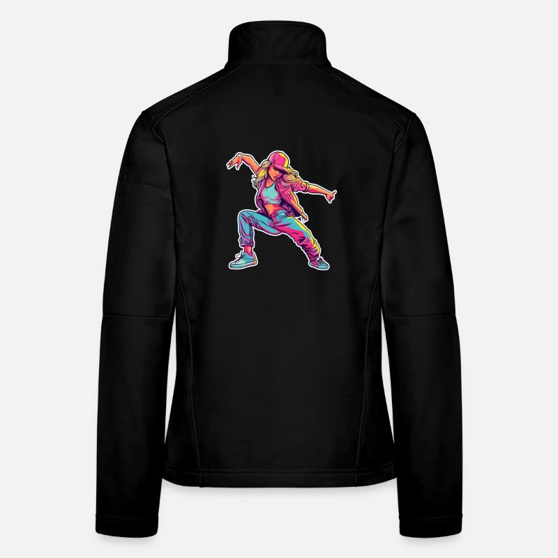 Retro Comic B-Girl - Frauen Softshelljacke - Schwarz