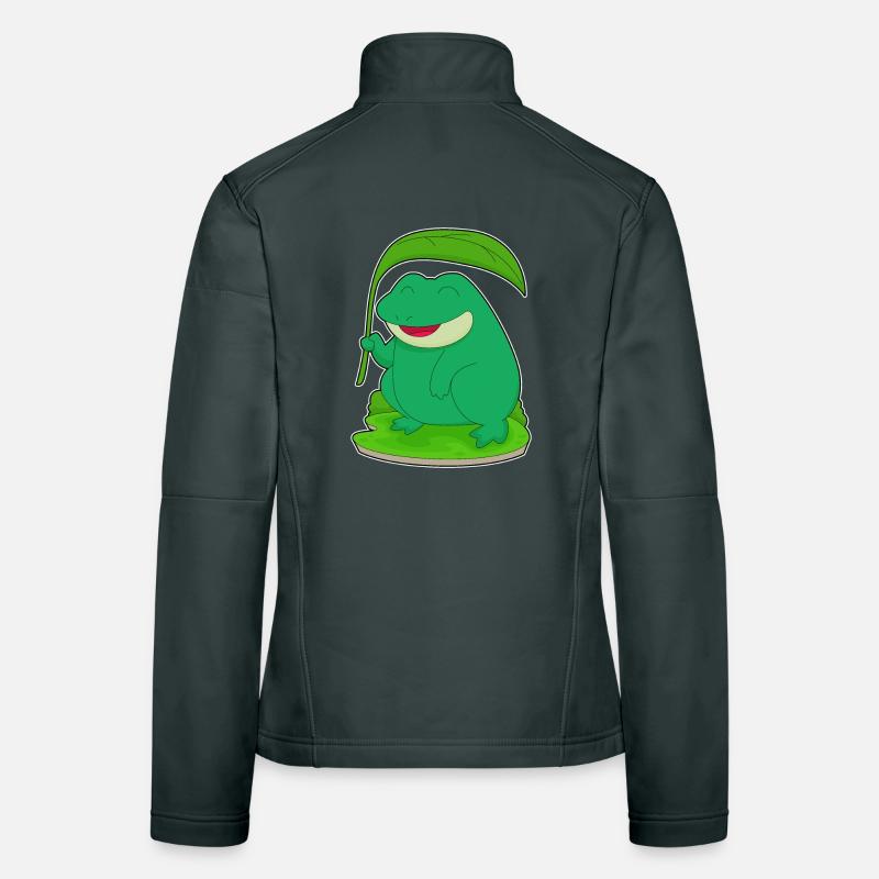 Frosch mit Blatt als Sonnenschirm Frauen Softshelljacke