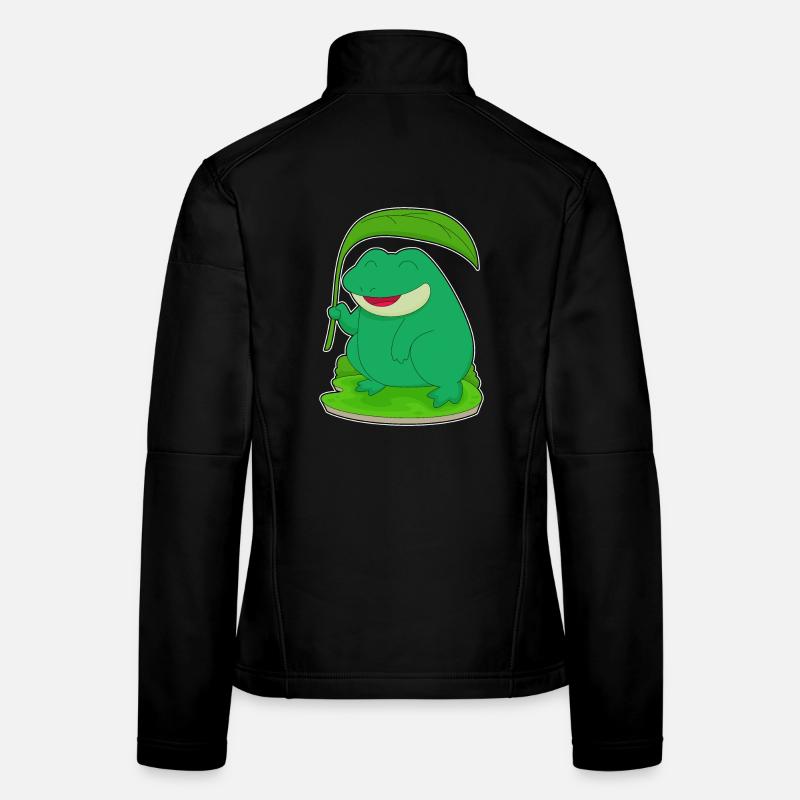 Frosch mit Blatt als Sonnenschirm Frauen Softshelljacke