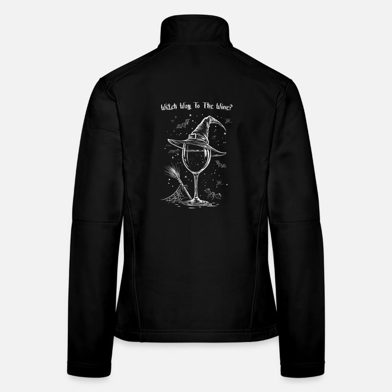 Witch Way To The Wine? Funny Halloween Witch Wine Women's Softshell Jacket