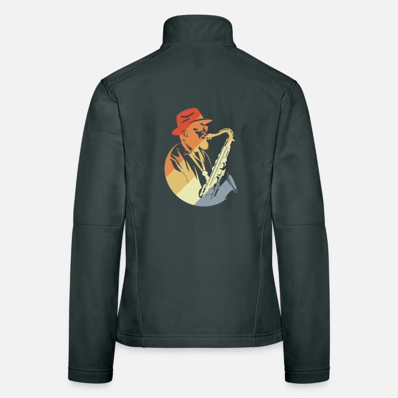 Saxophone Player Retro Women's Softshell Jacket
