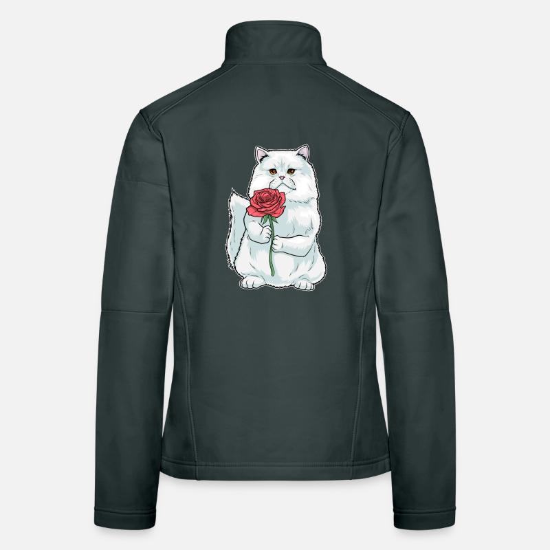 Chat Persan Rose Fleurs Veste en tissu softshell Femme