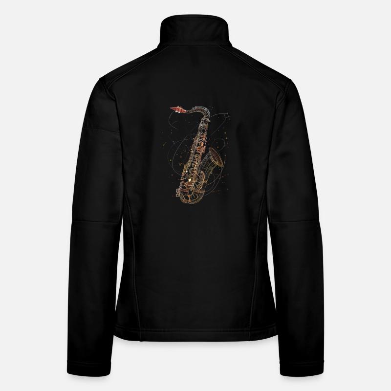 Dessin au trait de saxophone Veste en tissu softshell Femme