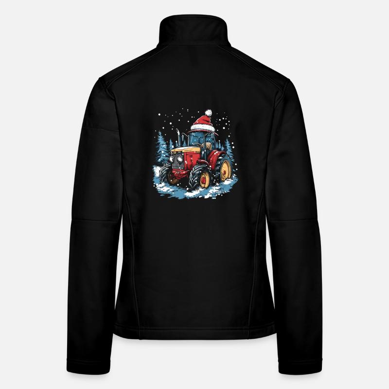 Tractor Christmas Farmer Christmas Hat Farmer Women's Softshell Jacket