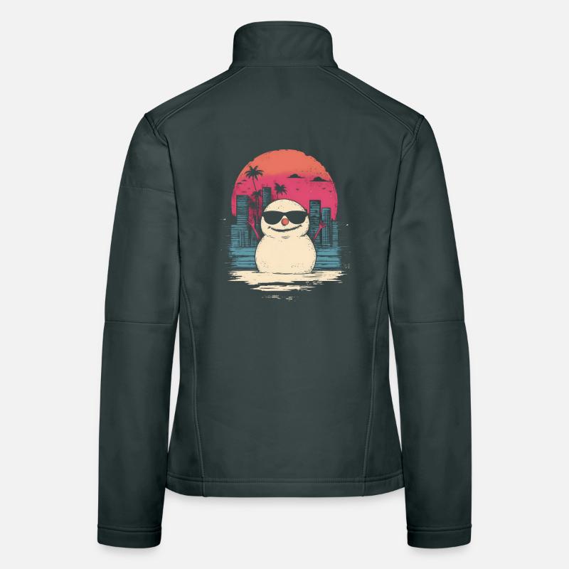 Schneemann Retro Synthwave Retrowave Geschenk Frauen Softshelljacke