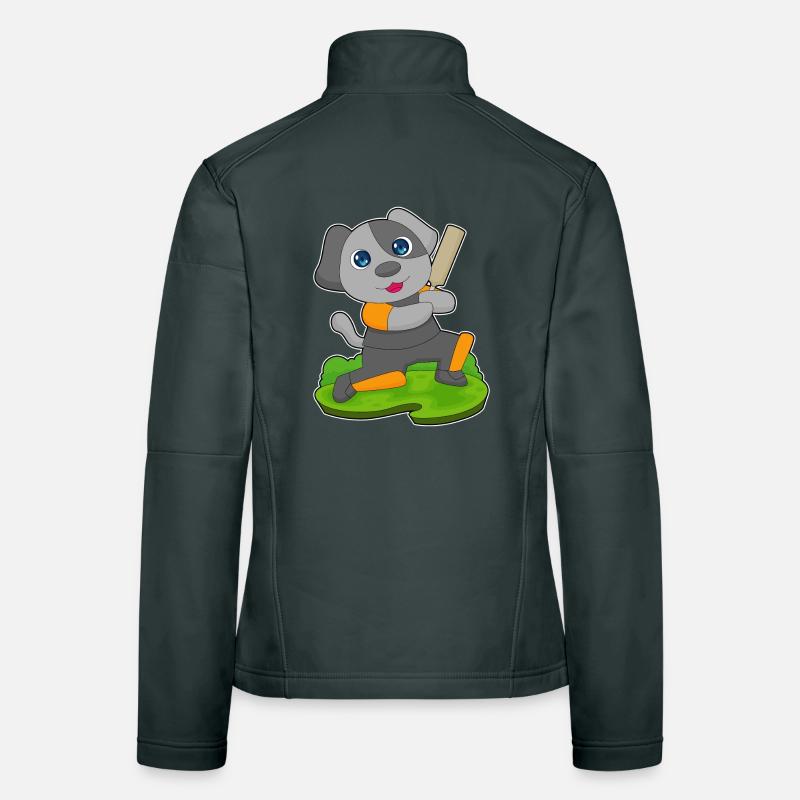 Hund Cricket Cricketschläger Frauen Softshelljacke
