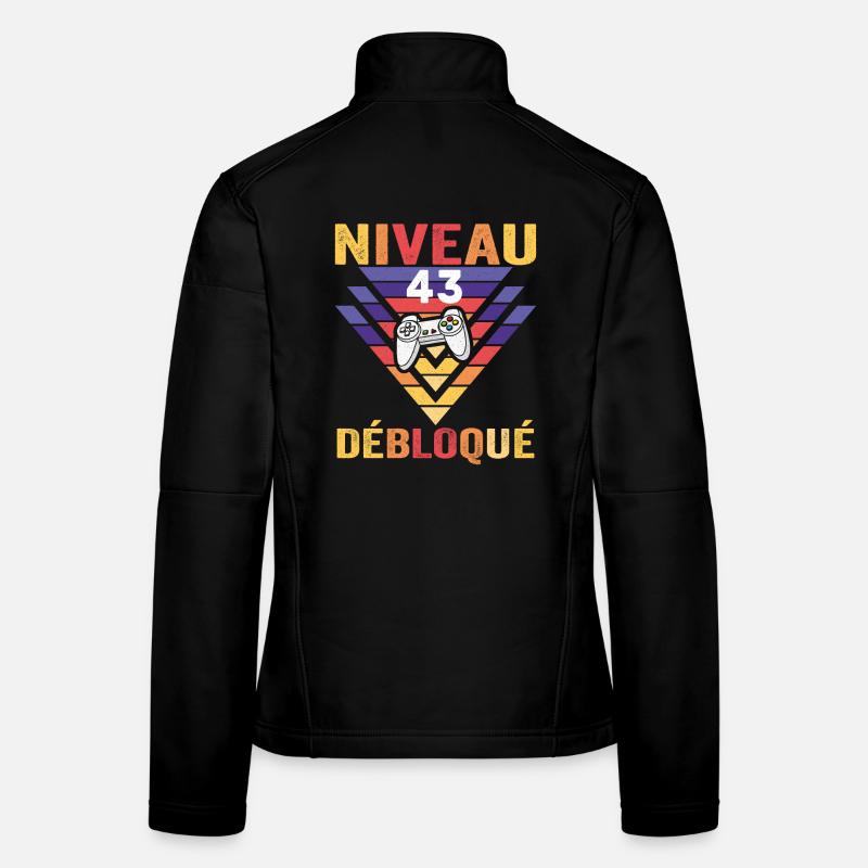 Level 43 Unlocked Gift 43 Years Gamer Geek Funny Women's Softshell Jacket