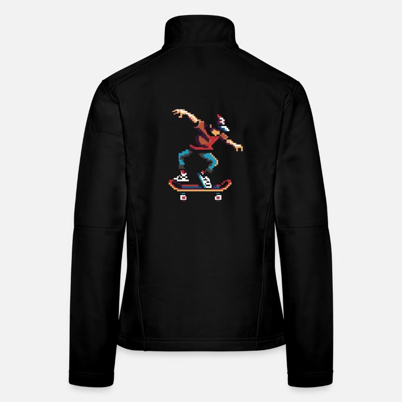 Skateboarder Pixel Kunst Frauen Softshelljacke