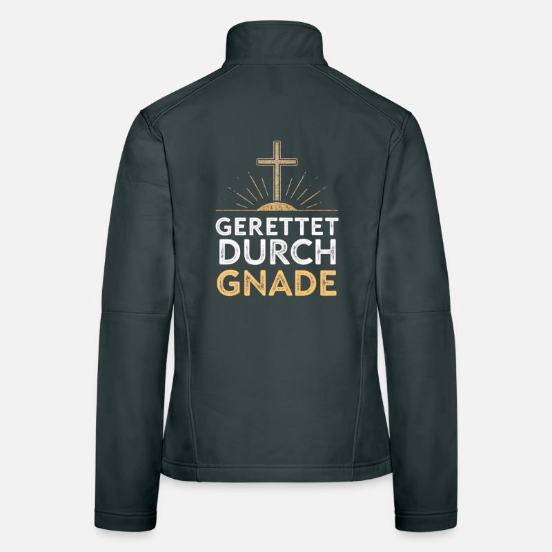 Gerettet durch Gnade Kreuzdesign Frauen Softshelljacke