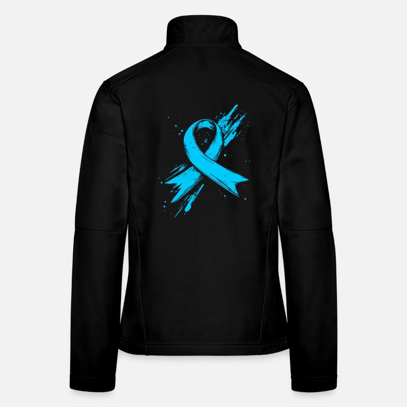 Prostate Cancer Awareness Bow Light Blue Women's Softshell Jacket