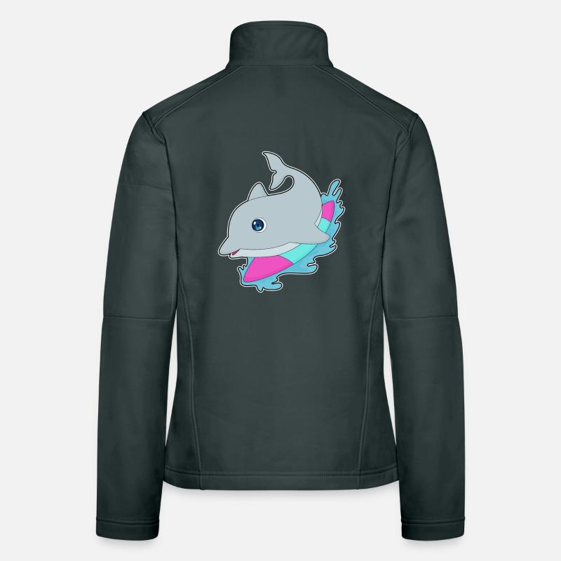 Été de surf sur planche de surf Dolphin Veste en tissu softshell Femme