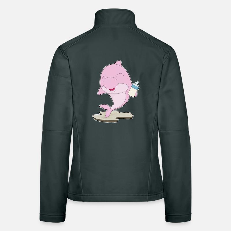 Dolphin Baby Bottle Milk Women's Softshell Jacket