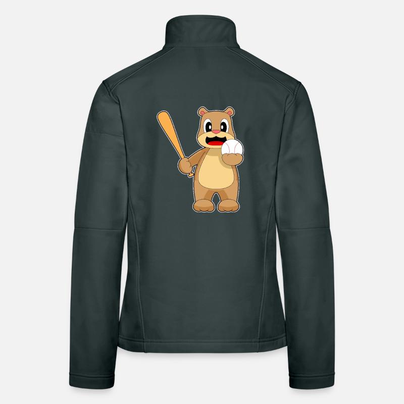 Bear Baseball Baseball Bat Women's Softshell Jacket