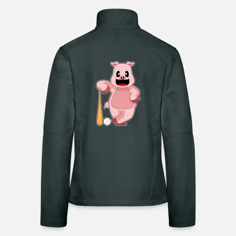 Pig Baseball Batte de baseball Veste en tissu softshell Femme