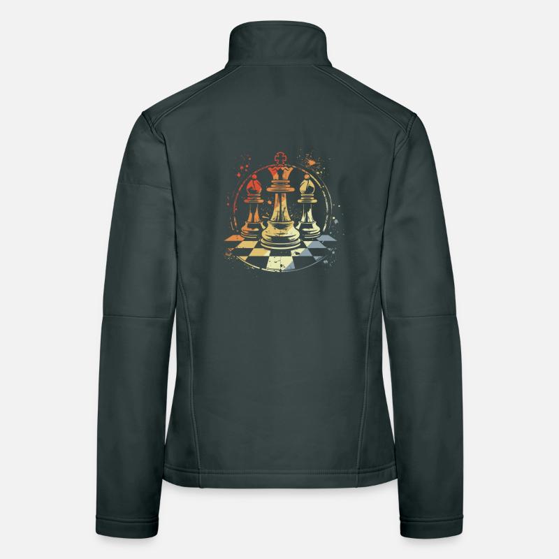 Retro Chess Pieces Women's Softshell Jacket