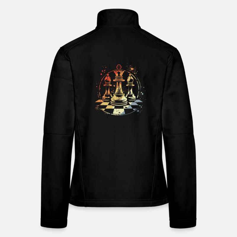 Retro Chess Pieces Women's Softshell Jacket
