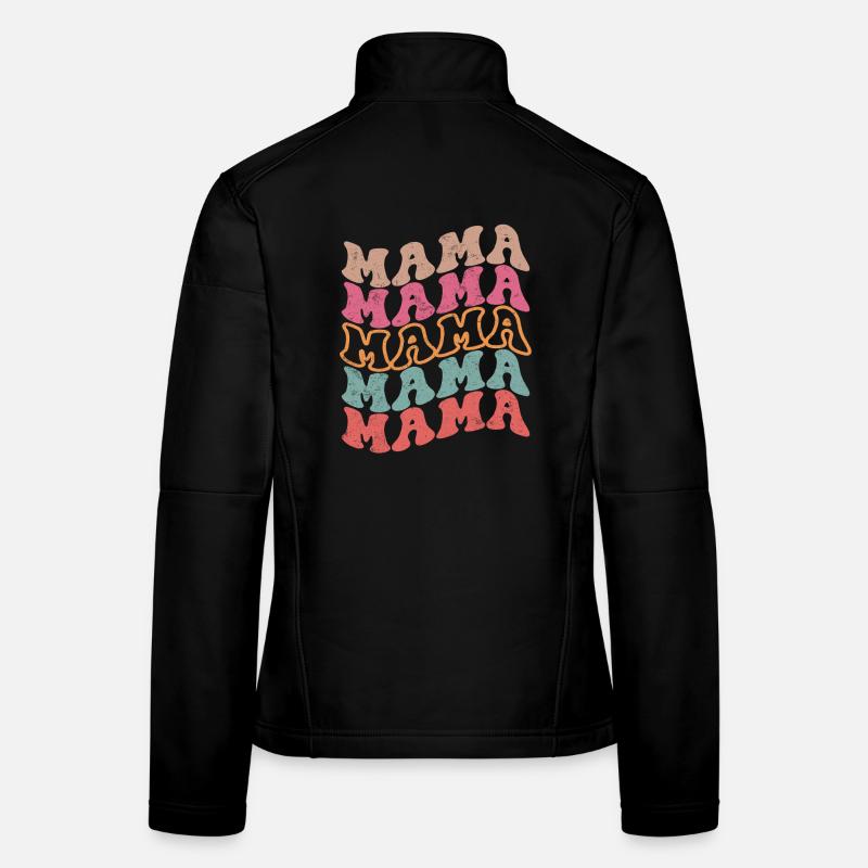 Retro Groovy Mama Textmuster Frauen Softshelljacke