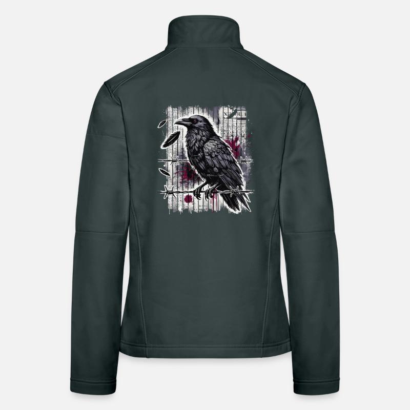 Raven on Barbed Wire - Gothic Dark Art Women's Softshell Jacket