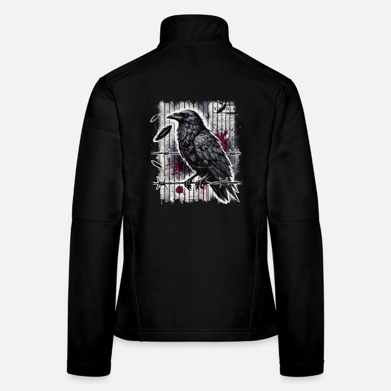 Corbeau sur fil de fer barbelé - Gothic Dark Art Veste en tissu softshell Femme