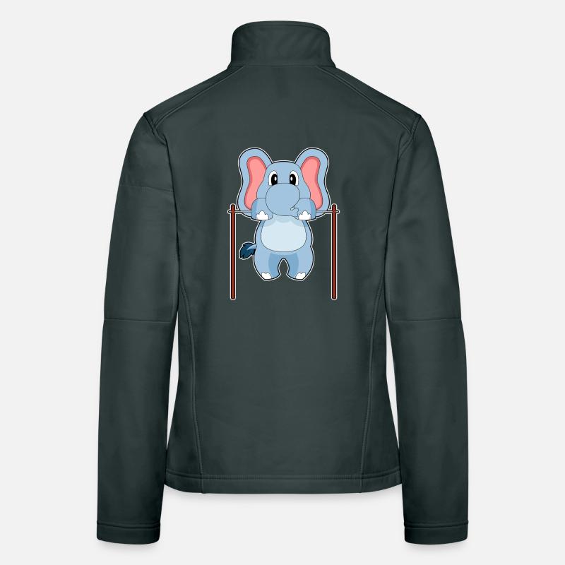 Elephant Bodybuilder Pull-ups Bodybuilding Women's Softshell Jacket