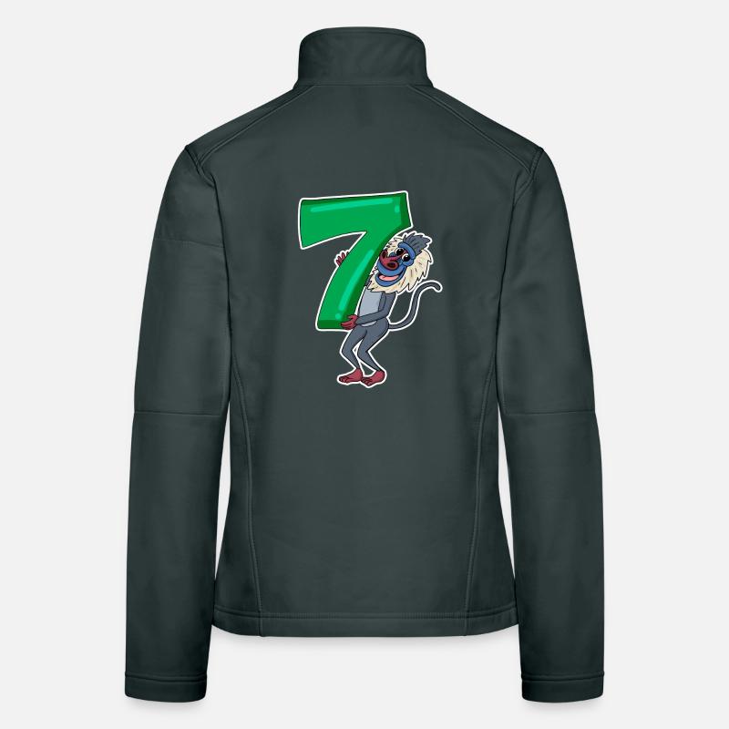 7th Birthday Motif Monkey - Seven Years Old Women's Softshell Jacket
