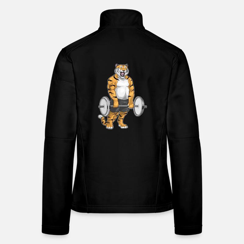 Bodybuilder Tiger Bodybuilding avec haltère Veste en tissu softshell Femme