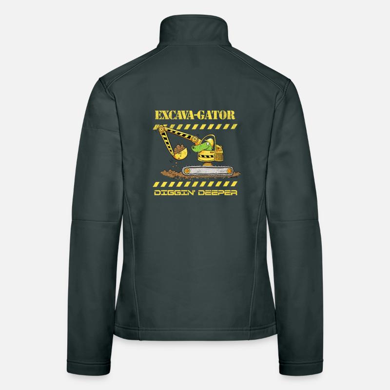 Fun Construction Site Excavator Crocodile Saying Pun Women's Softshell Jacket