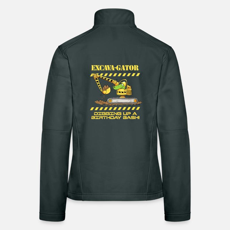 Construction Site Excavator Crocodile Saying Pun Women's Softshell Jacket