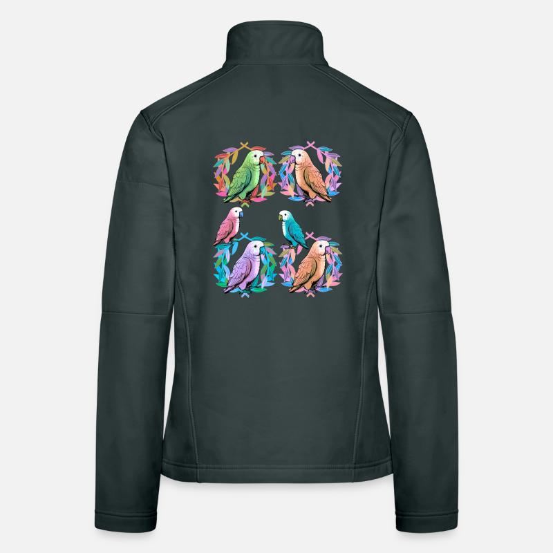 Bird Birds Parrot Parrot Laurel Wreath Women's Softshell Jacket