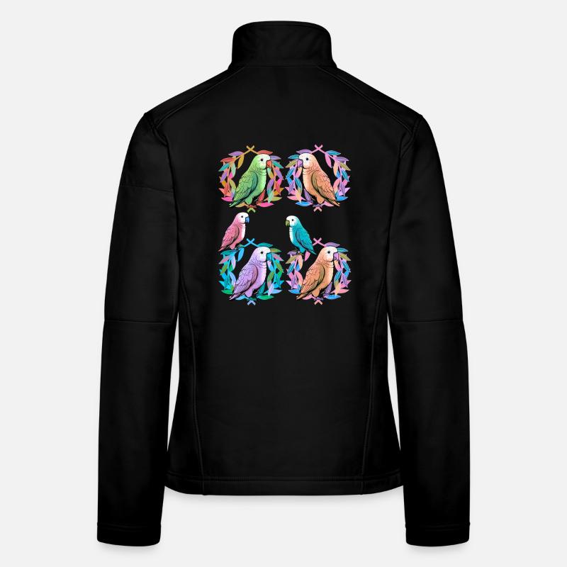 oiseau oiseaux perroquet perroquet couronne de laurier Veste en tissu softshell Femme