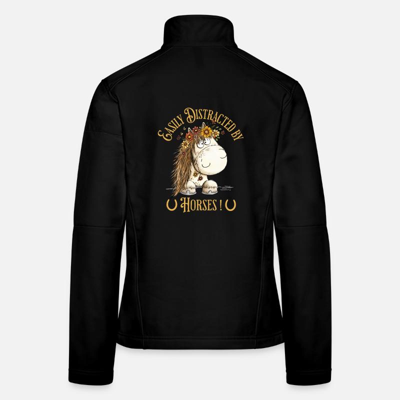 Easily Distracted By Horses Pferd Spruch Frauen Softshelljacke