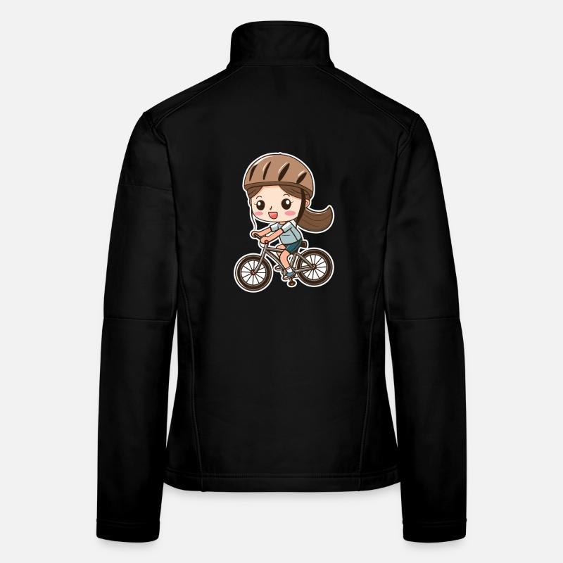 Female Cyclist Cartoon Style Women's Softshell Jacket