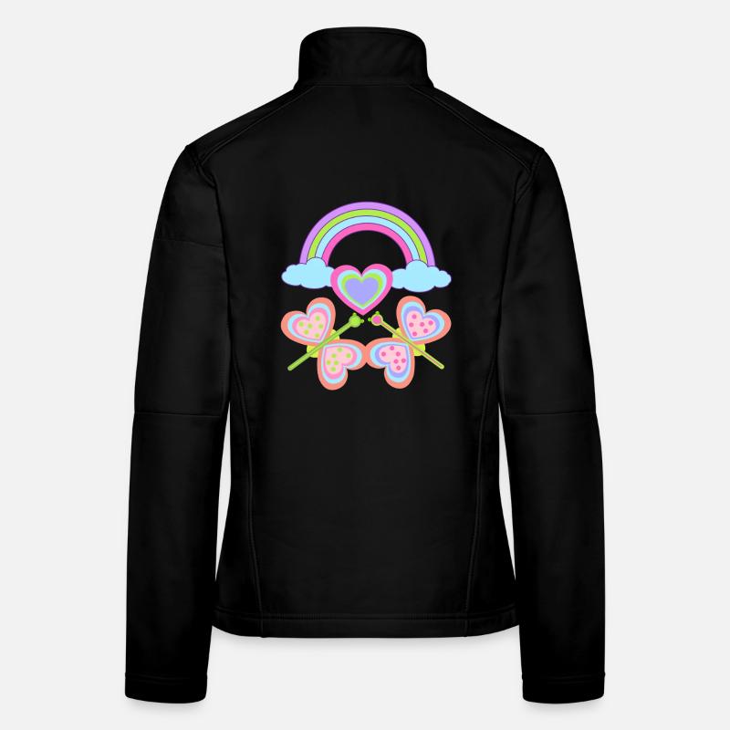 Regenbogen Kind Kinder Baby Schmetterlinge Herz Frauen Softshelljacke