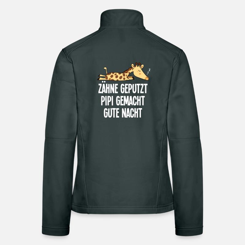 Sleeping Motif Funny Giraffe Teeth Brushed Saying Women's Softshell Jacket
