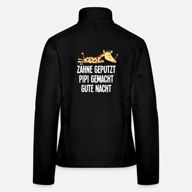 Sleeping Motif Funny Giraffe Teeth Brushed Saying Women's Softshell Jacket