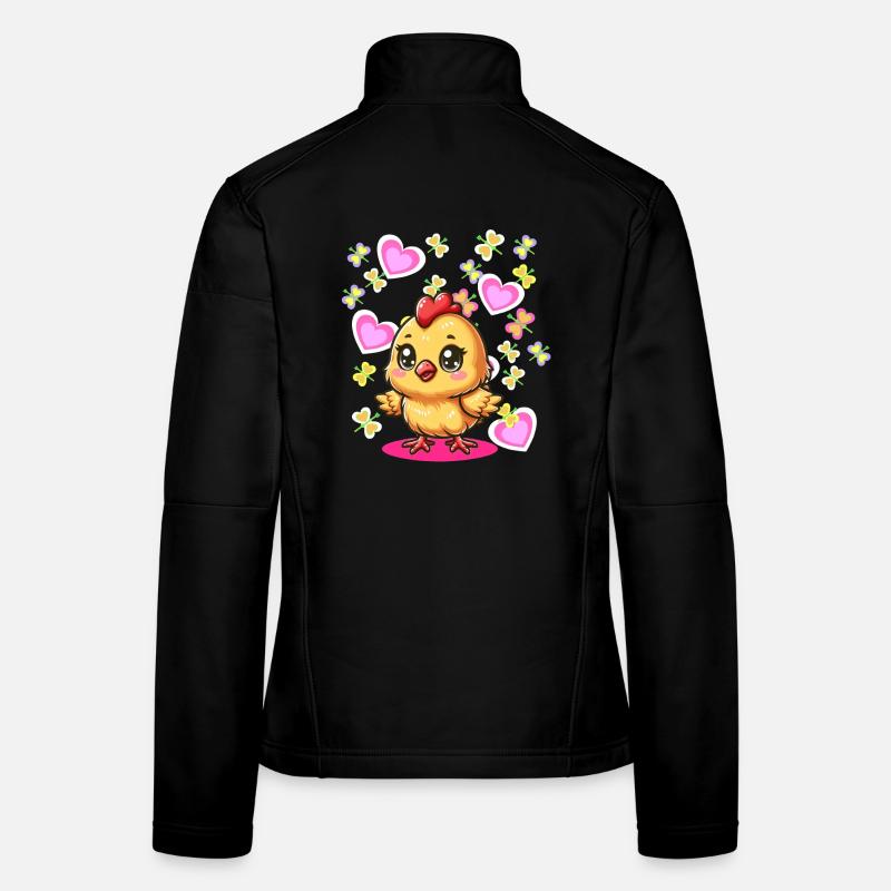 Spring Easter Chick Kids Child Chicken Heart Women's Softshell Jacket
