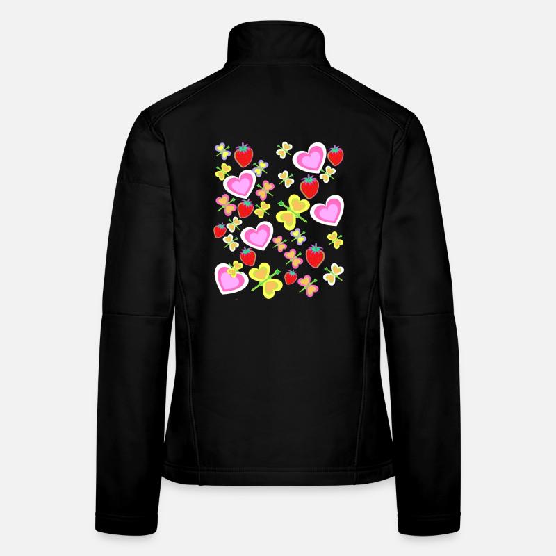 Retro Sommer 80er 90er Herzen Erdbeeren Insekten Frauen Softshelljacke