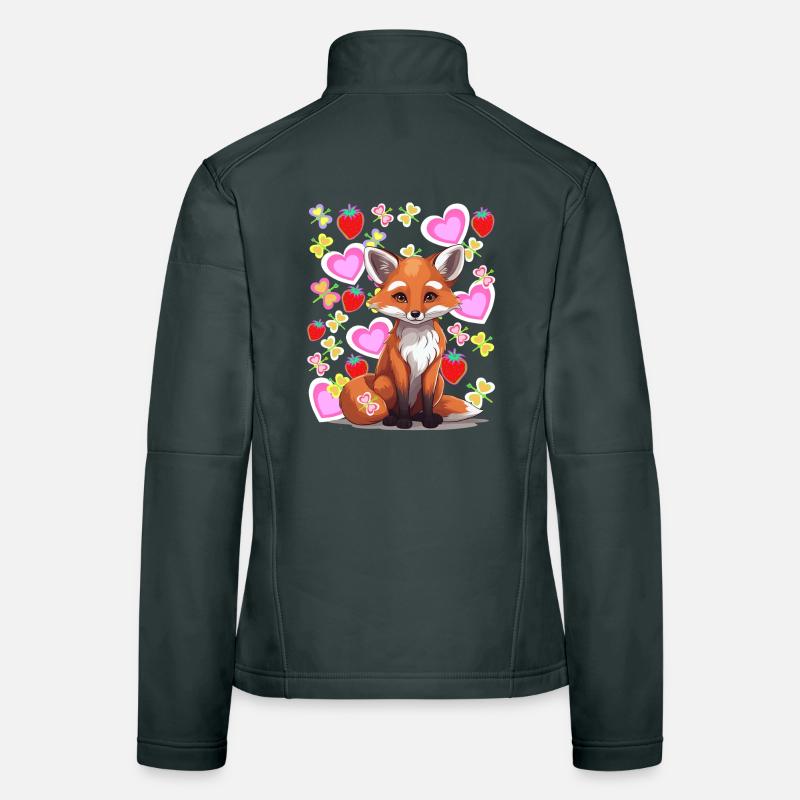 Fox Foxes Heart Summertime Strawberries Kids 80s Women's Softshell Jacket