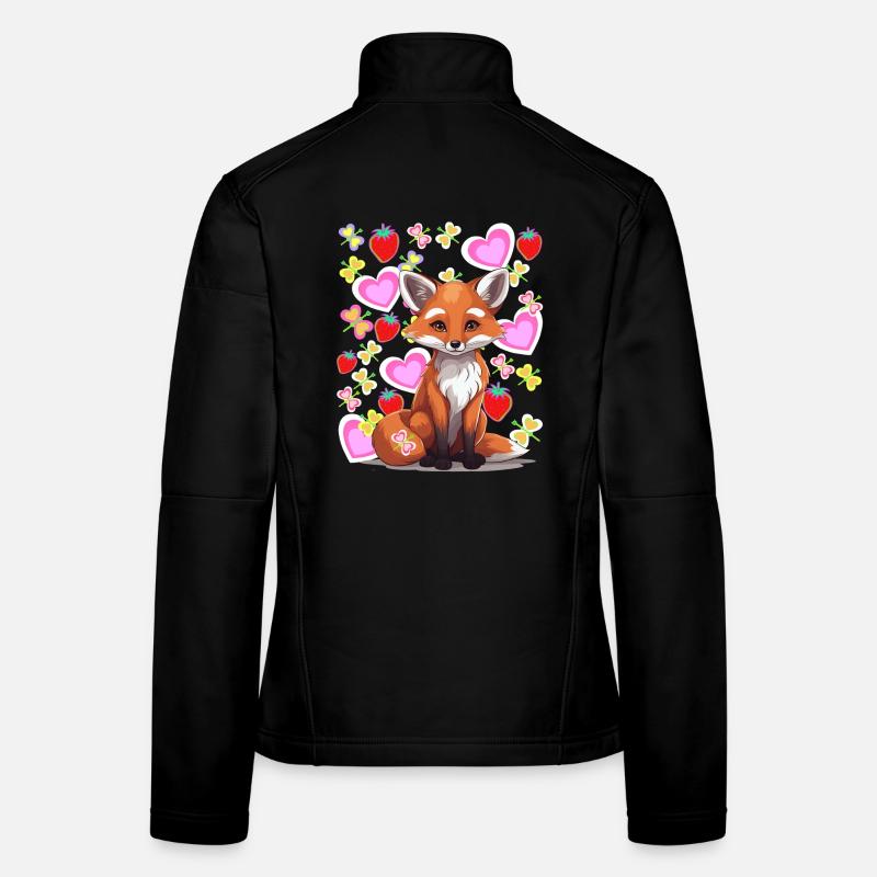 Fox Foxes Heart Summertime Strawberries Kids 80s Women's Softshell Jacket