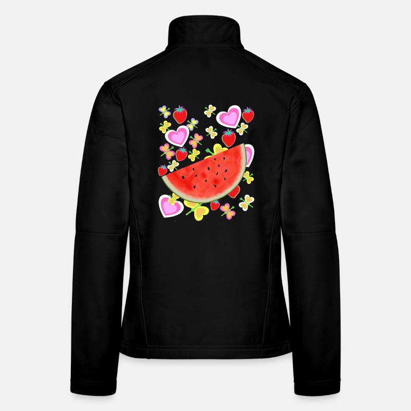 Fruit Fruit Melon Retro Vintage Strawberries Heart Women's Softshell Jacket