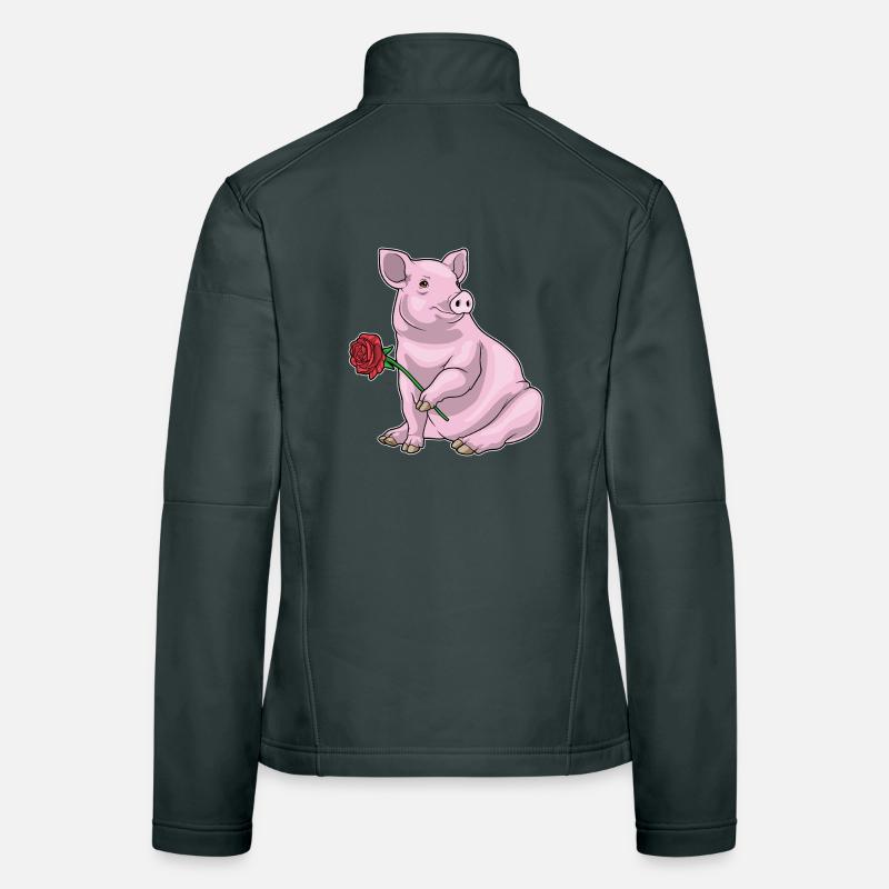 Pig Rose Flowers Women's Softshell Jacket
