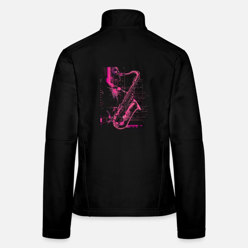 Saxophonist Skizze - Frauen Softshelljacke - Schwarz